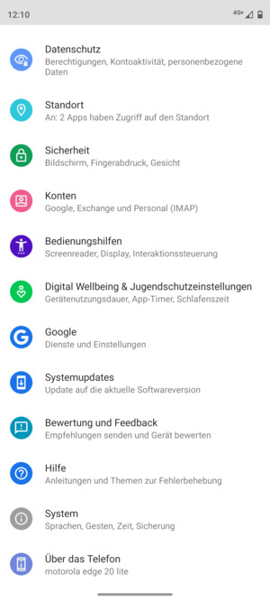 Scrollen Sie und wählen Sie Systemupdates