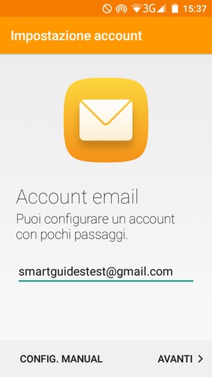 Inserisci il tuo indirizzo Gmail o Hotmail e seleziona AVANTI
