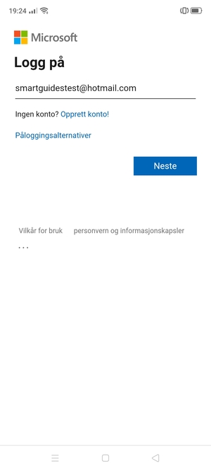 Skriv inn e-postadresse og velg Neste