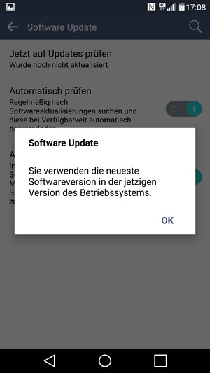 Falls Ihr Handy aktualisiert ist, wählen Sie OK
