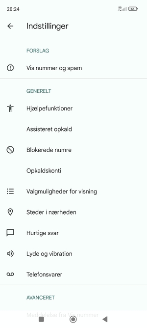Vælg Telefonsvarer