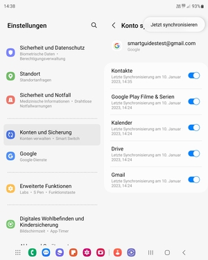 Wählen Sie Jetzt synchronisieren