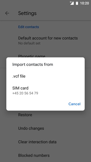 Select SIM card