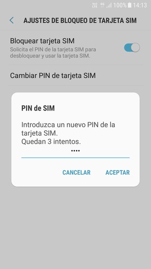 Introduzca su Nuevo PIN de la tarjeta SIM y seleccione ACEPTAR