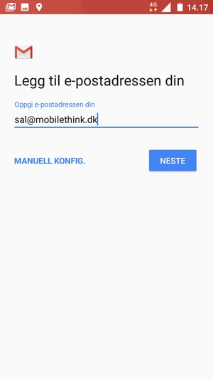 Skriv inn e-postadresse og velg NESTE