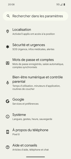 Faites défiler et sélectionnez Système