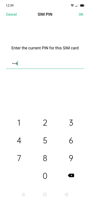 Enter Current PIN for the SIM card and select OK