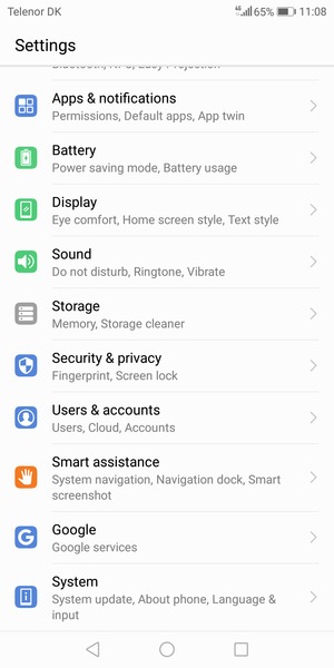 Scroll to and select Users & accounts