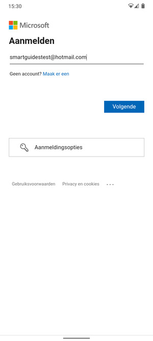Voer uw e-mailadres in en selecteer Volgende