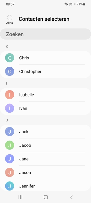 Vink het selectievakje Alles aan