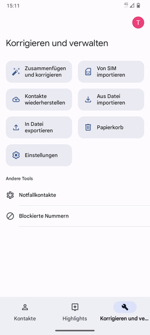 Wählen Sie Von SIM importieren