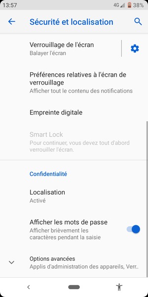 Faites défiler et sélectionnez Localisation