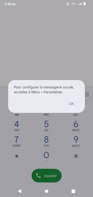 Si votre messagerie vocale n'est pas configurée, sélectionnez OK