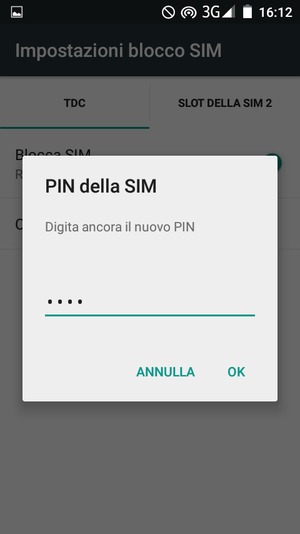 Conferma il nuovo PIN della SIM e seleziona OK
