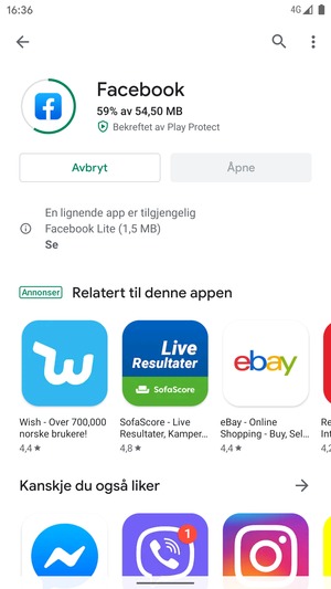 Vent til installasjonen er ferdig