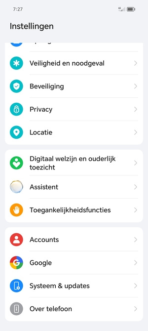 Scroll naar en selecteer Systeem & updates