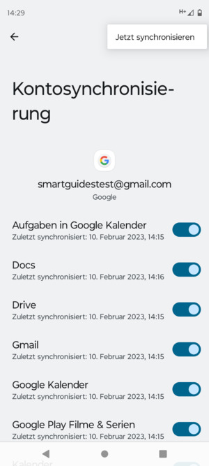 Wählen Sie Jetzt synchonisieren