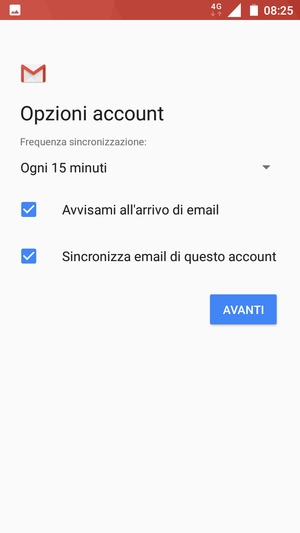 Seleziona AVANTI