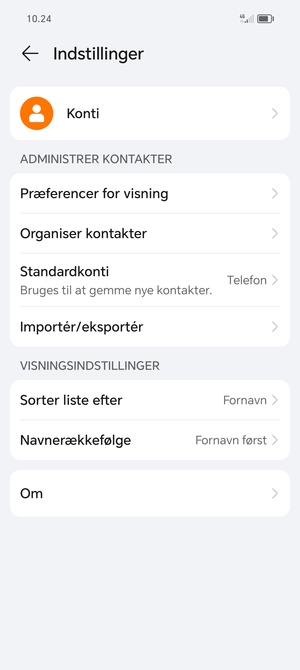 Vælg Importér/eksportér