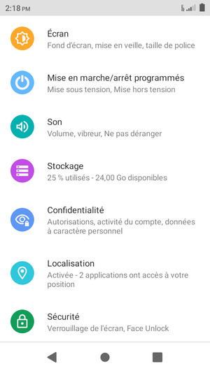 Faites défiler et sélectionnez Localisation