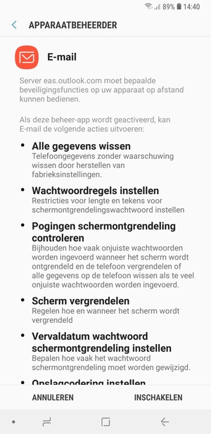 Selecteer INSCHAKELEN