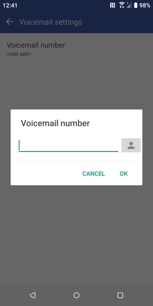 Enter the Voicemail number and select OK
