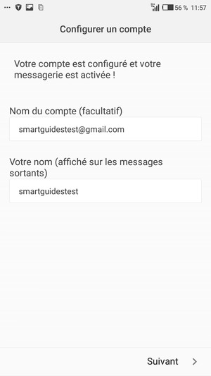 Donnez un nom à votre compte et saisissez votre nom. Sélectionnez Suivant