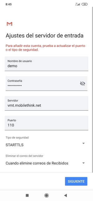 Seleccione Tipo de seguridad