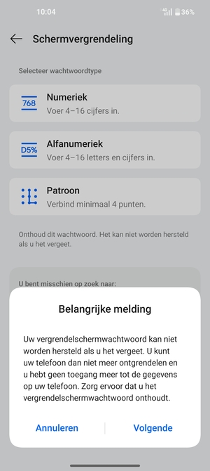 Selecteer Volgende