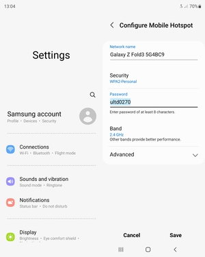Enter a password of at least 8 characters and select Save