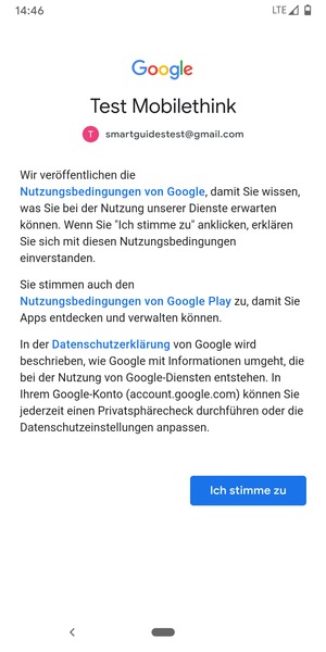 Wählen Sie Ich stimme zu