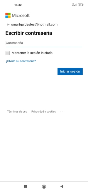 Introduzca su contraseña de Hotmail y seleccione Iniciar sesión