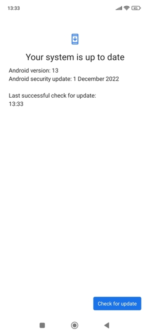 If your phone is up to date, you will see the following screen