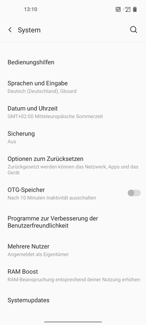 Wählen Sie Sicherung