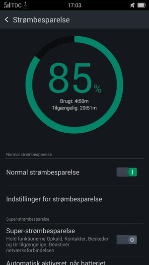 Vælg Indstillinger for strømbesparelse