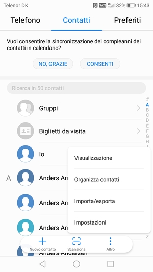 Seleziona Importa/esporta