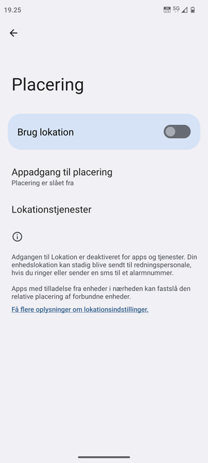 Slå Brug lokation fra