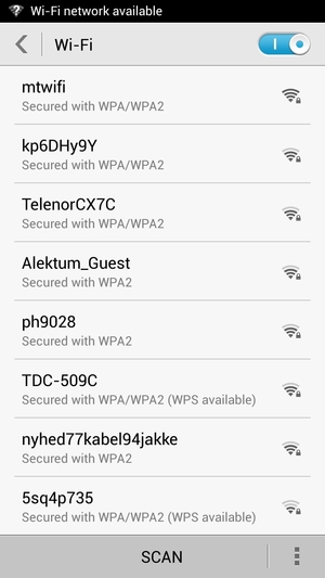 Select the wireless network you want to connect to