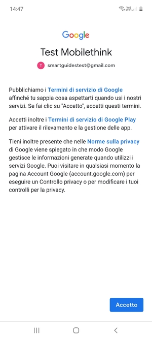 Seleziona Accetto