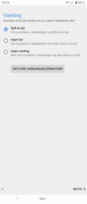Velg ønsket alternativ og velg NESTE