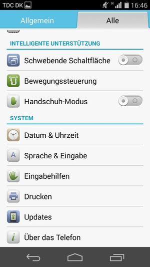 Scrollen Sie und wählen Sie Updates / Über das Telefon