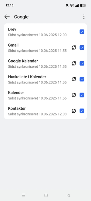 Kontroller at Kontakter er valgt