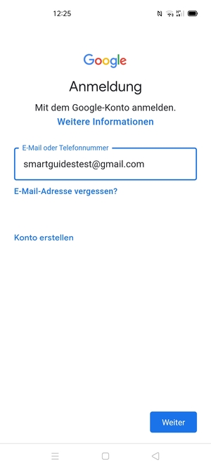 Geben Sie Ihre Gmail Adresse ein und wählen Sie Weiter