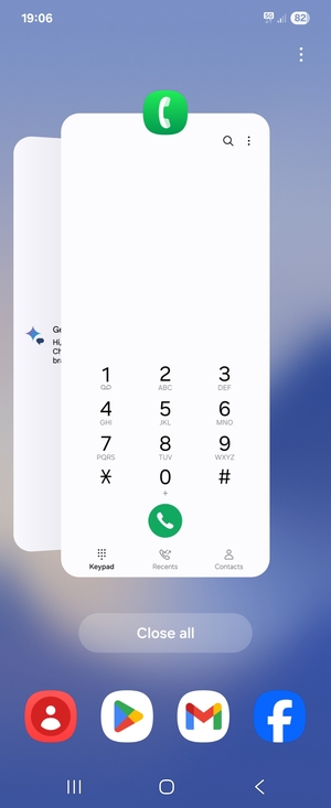 Select Close all to close all running apps