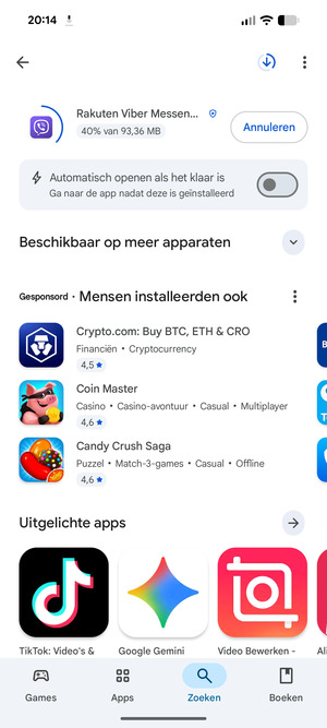 Wacht tot het installatieproces beëindigd is