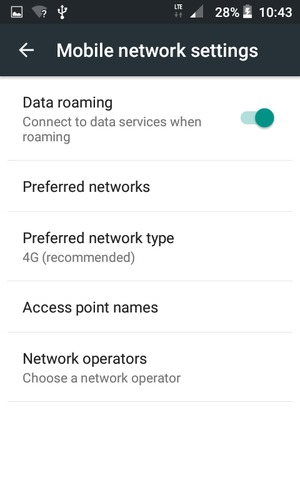 Turn Data roaming on or off