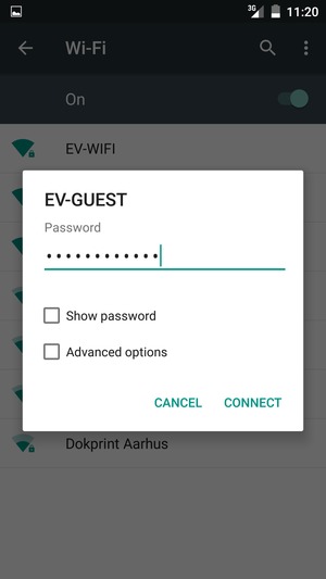 Enter the Wi-Fi password and select CONNECT
