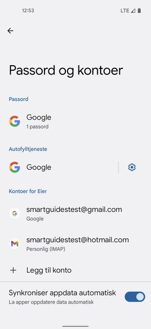 Velg din Google-konto