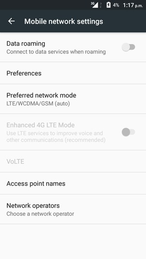 Select Access point names