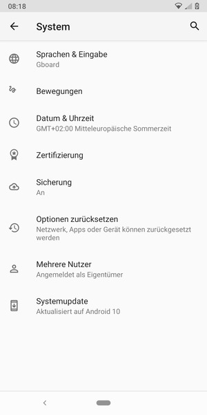 Wählen Sie Systemupdate